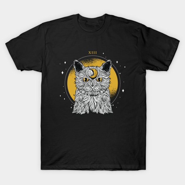 Cat And Moon T-Shirt by Hypnotic Highs